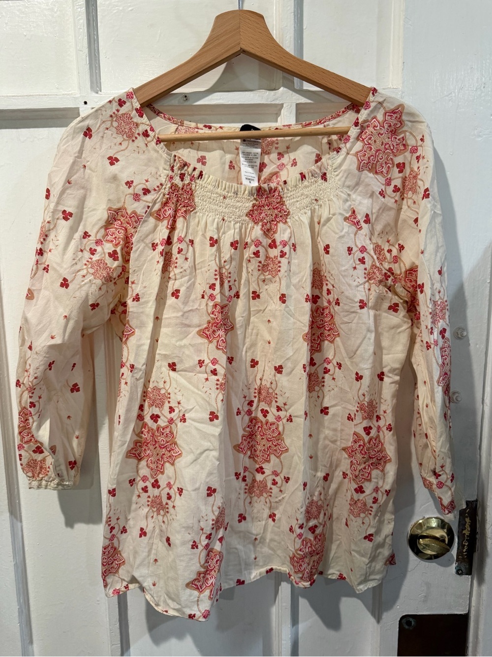 Patagonia Cream Tunic with Red Floral Print